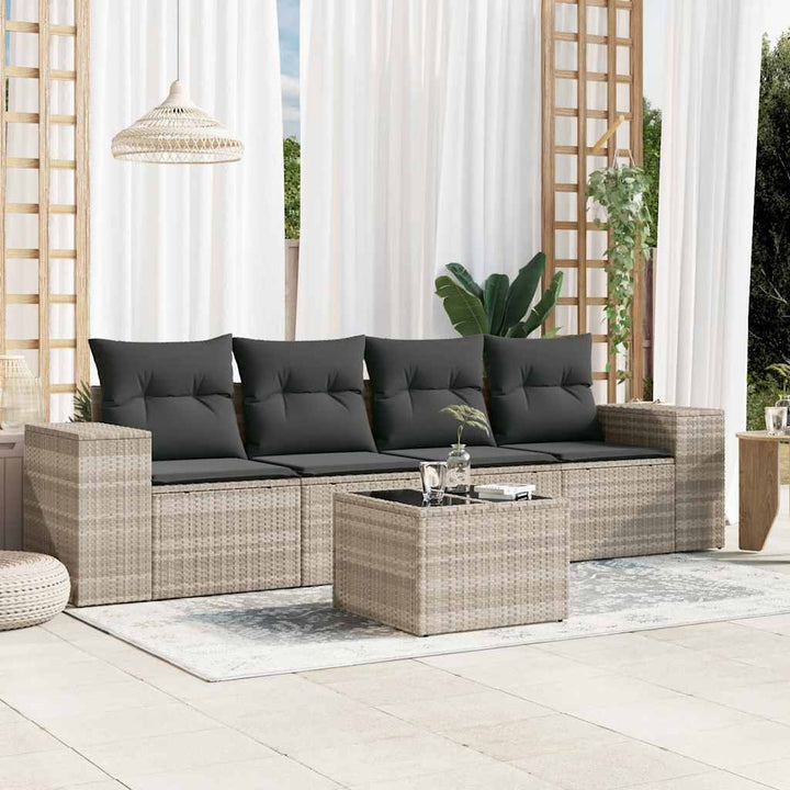 Loungegrupp För Trädgården Med Dynor 5 Delar Konstrotting