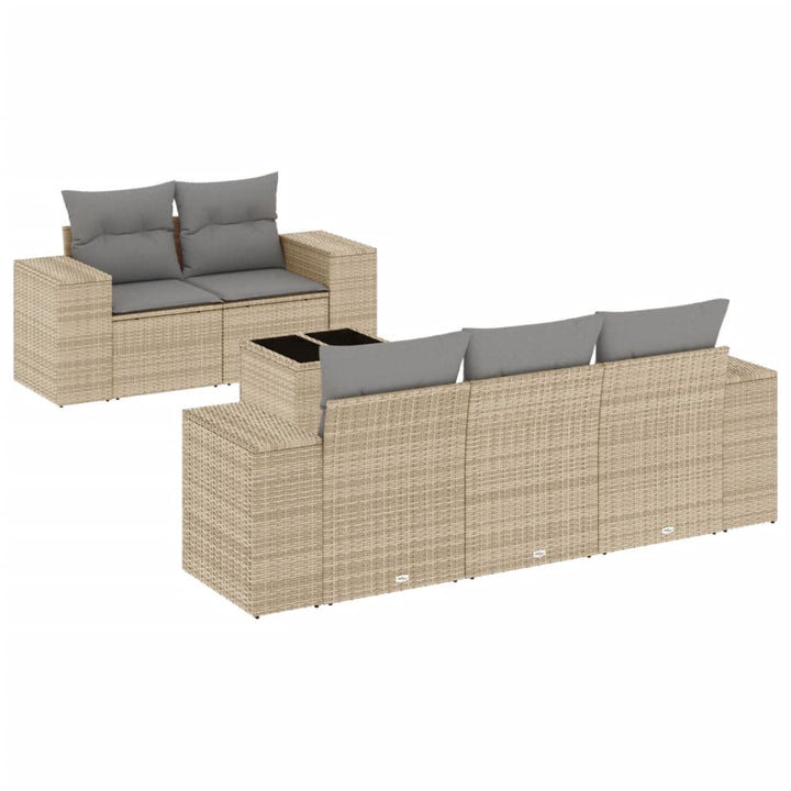 Soffgrupp För Trädgården Med Dynor 6 Delar Beige Konstrotting