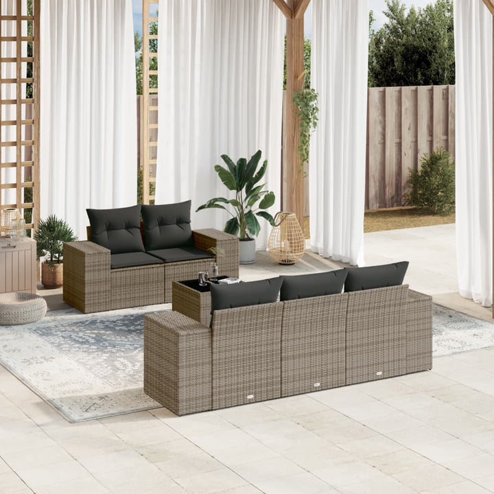Soffgrupp För Trädgården Med Dynor 6 Delar Beige Konstrotting