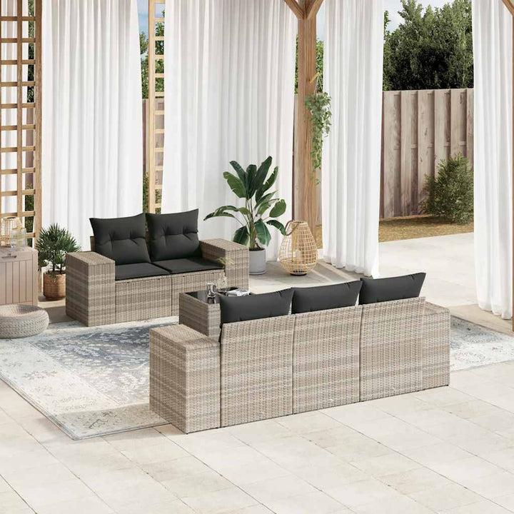 Soffgrupp För Trädgården Med Dynor 6 Delar Beige Konstrotting
