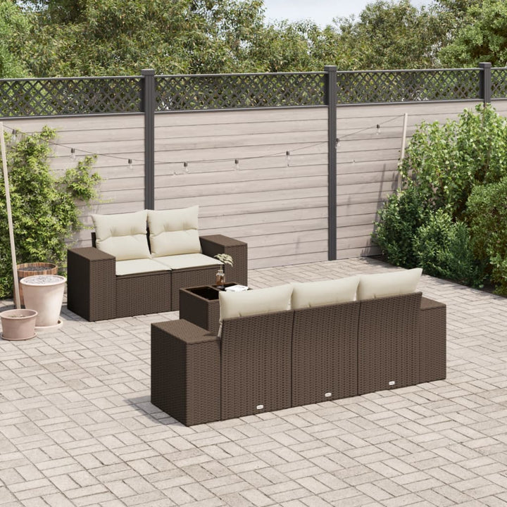 Soffgrupp För Trädgården Med Dynor 6 Delar Beige Konstrotting