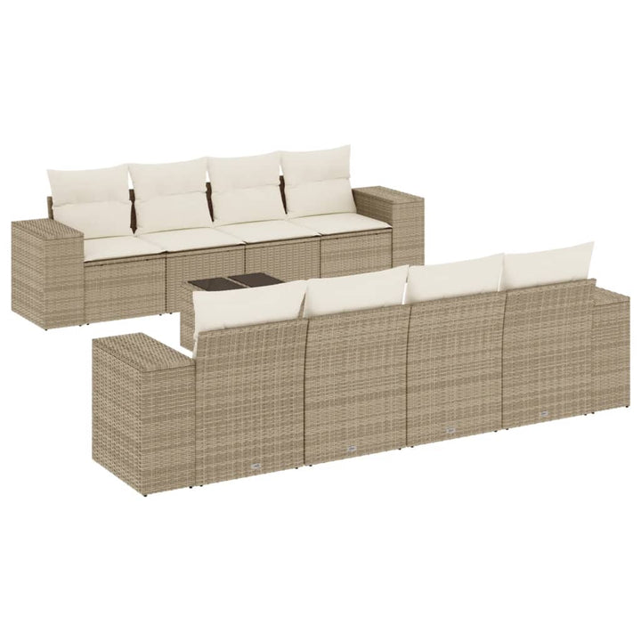 Soffgrupp För Trädgården Med Dynor 9 Delar Beige Konstrotting