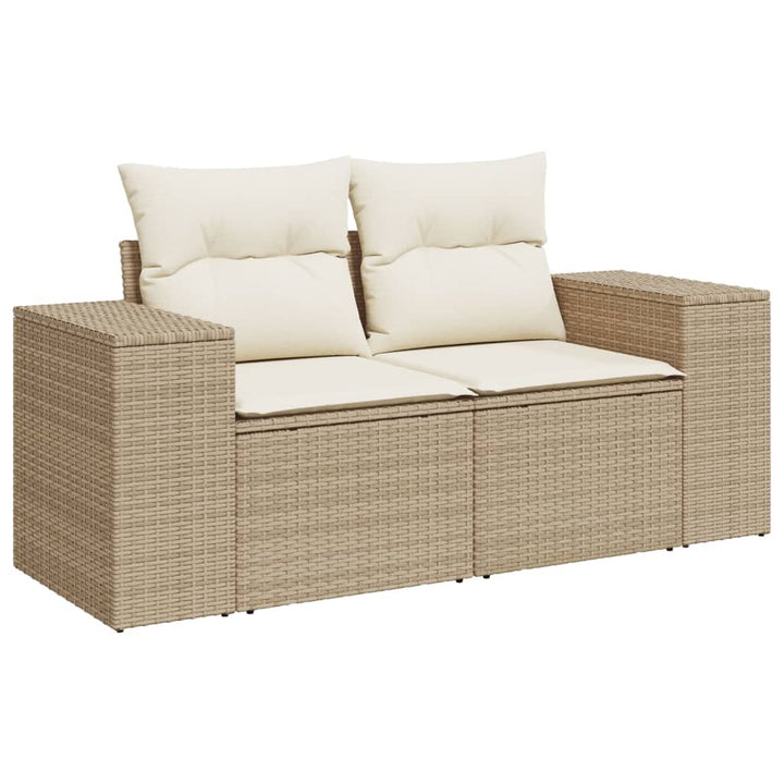 Soffgrupp För Trädgården Med Dynor 9 Delar Beige Konstrotting