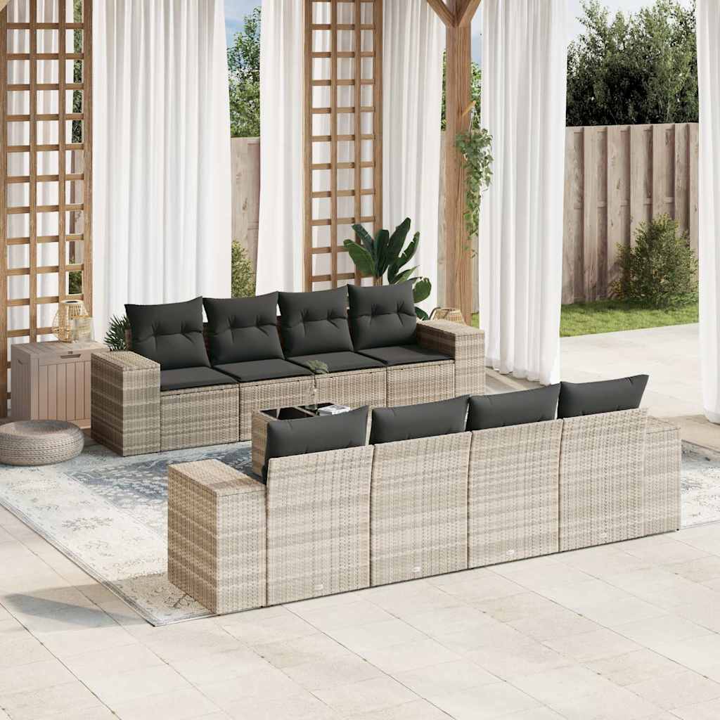 Soffgrupp För Trädgården Med Dynor 9 Delar Beige Konstrotting