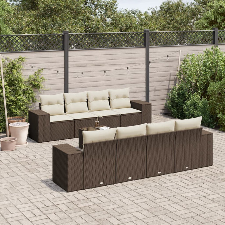 Soffgrupp För Trädgården Med Dynor 9 Delar Beige Konstrotting