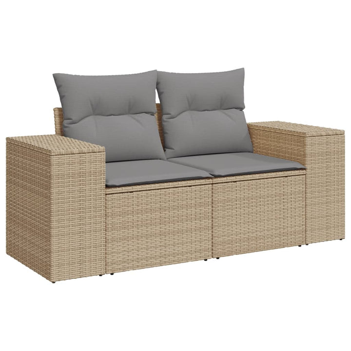 Soffgrupp För Trädgården Med Dynor 9 Delar Beige Konstrotting