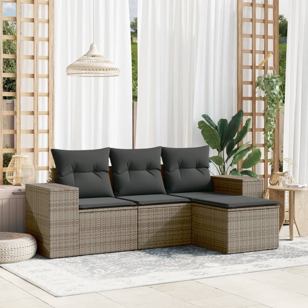 Soffgrupp För Trädgården Med Dynor 5 Delar Beige Konstrotting