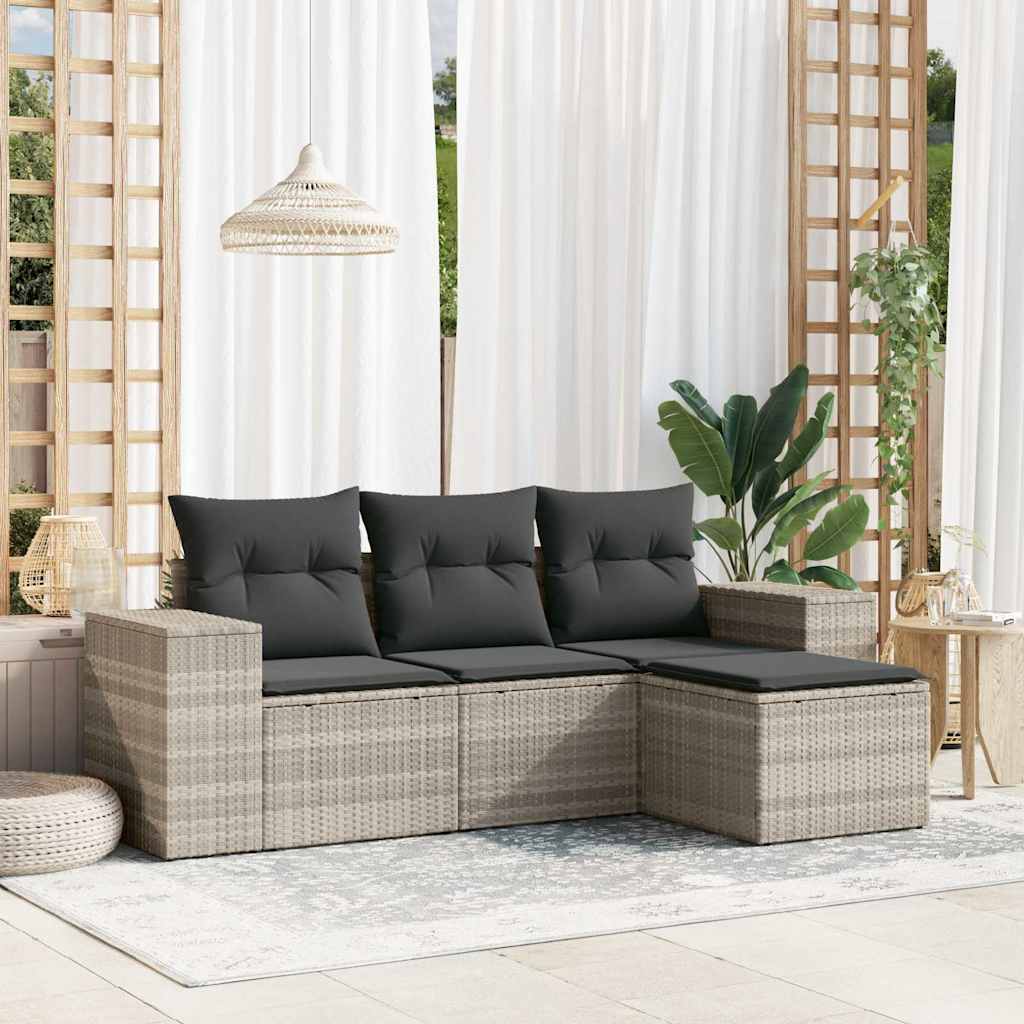Soffgrupp För Trädgården Med Dynor 5 Delar Beige Konstrotting