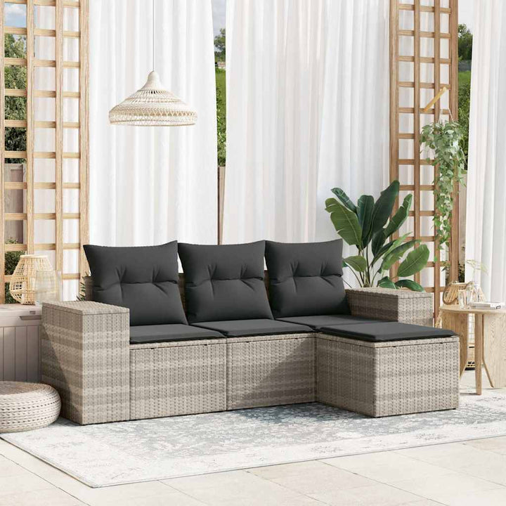 Soffgrupp För Trädgården Med Dynor 5 Delar Beige Konstrotting