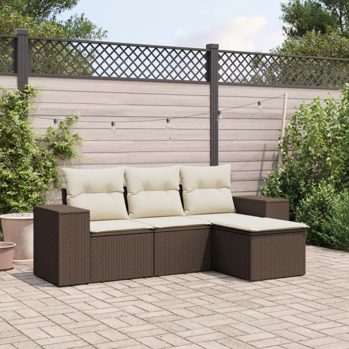 Soffgrupp För Trädgården Med Dynor 5 Delar Beige Konstrotting