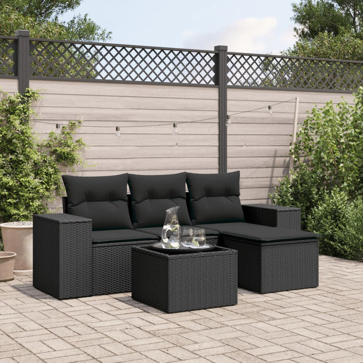 Soffgrupp För Trädgården Med Dynor 5 Delar Beige Konstrotting