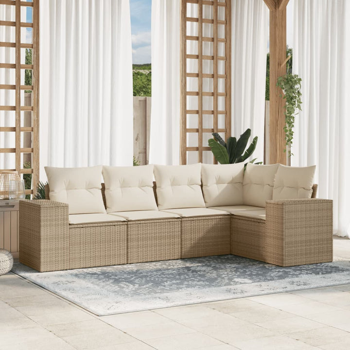 Soffgrupp För Trädgården Med Dynor 6 Delar Beige Konstrotting