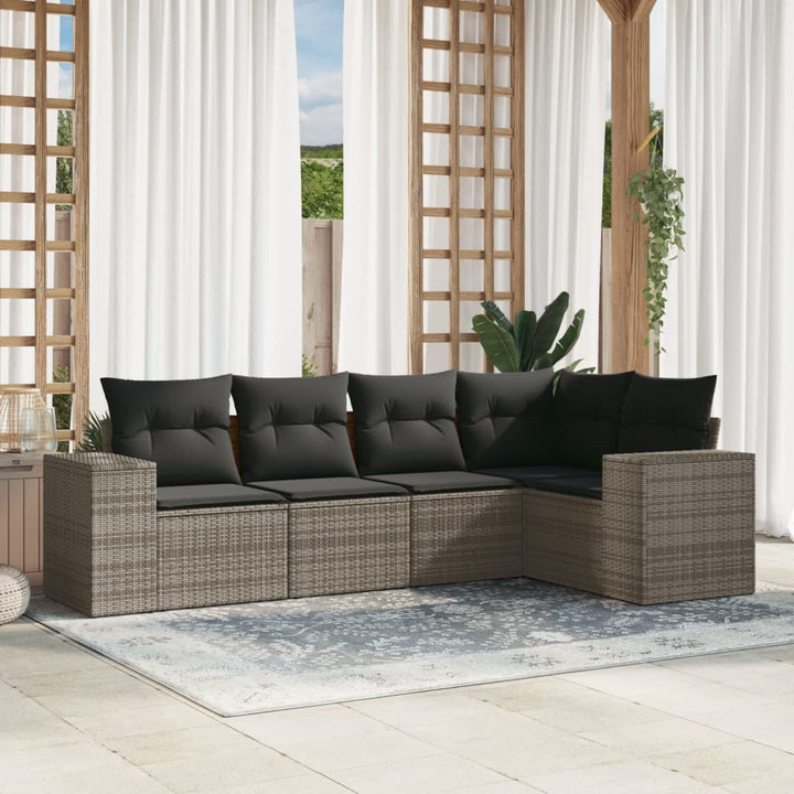 Soffgrupp För Trädgården Med Dynor 6 Delar Beige Konstrotting