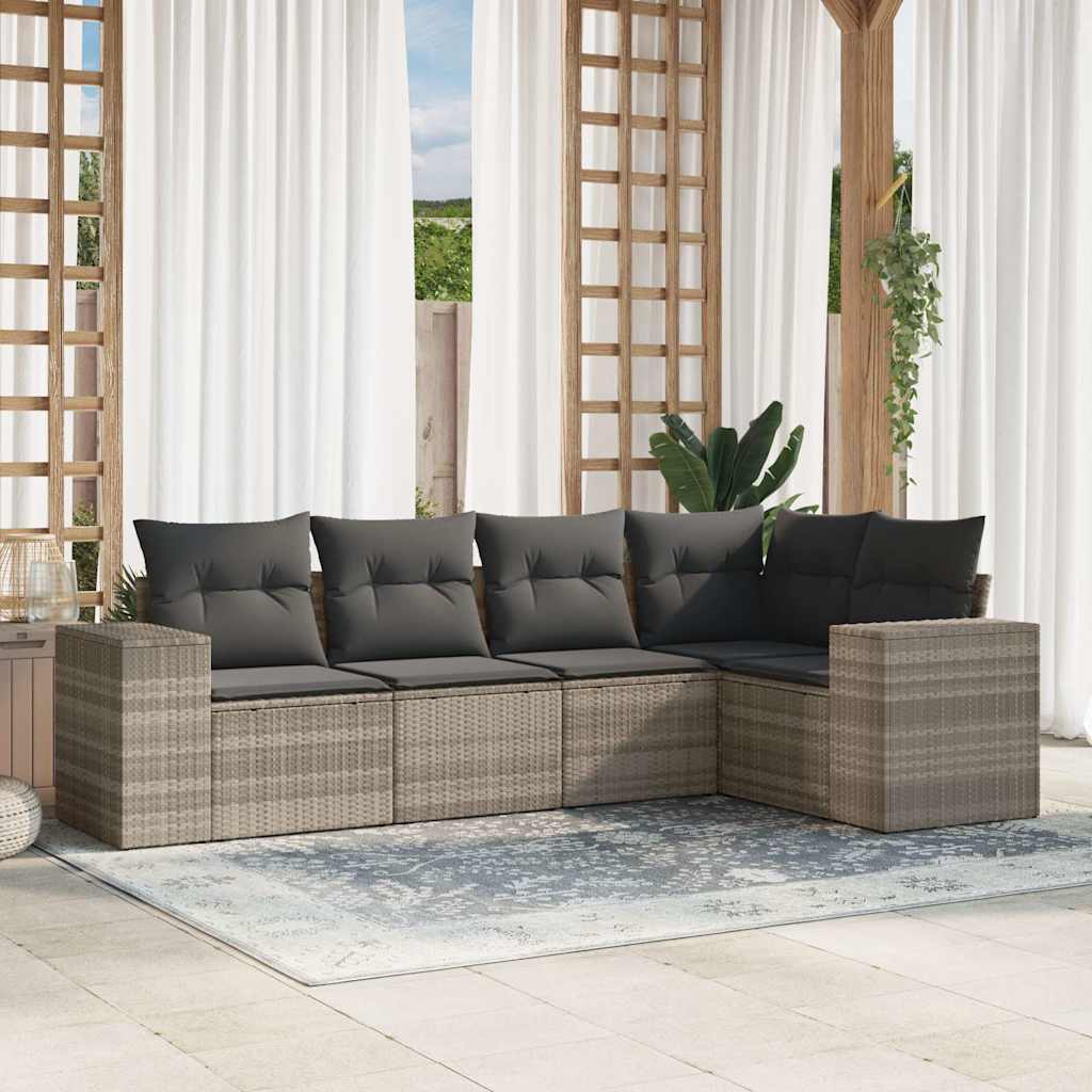 Soffgrupp För Trädgården Med Dynor 6 Delar Beige Konstrotting