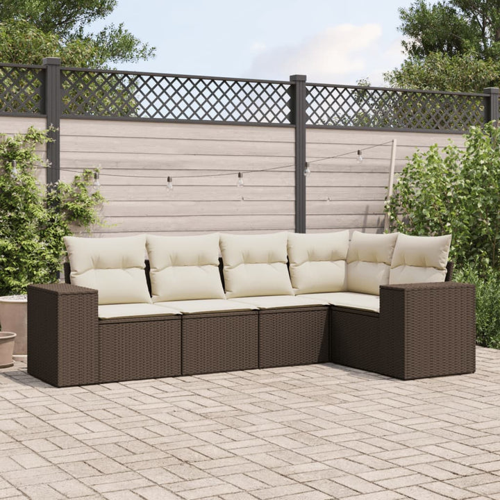 Soffgrupp För Trädgården Med Dynor 6 Delar Beige Konstrotting