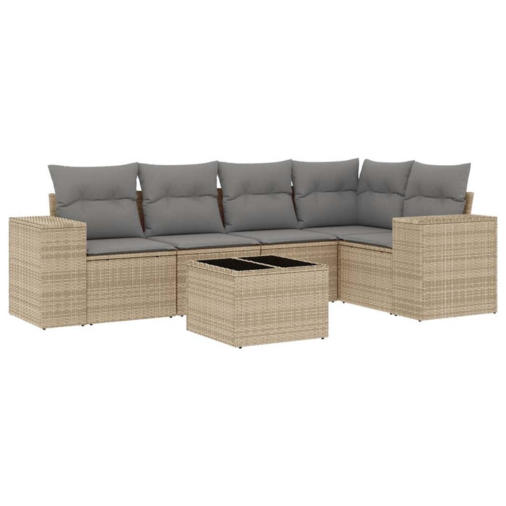 Soffgrupp För Trädgården Med Dynor 6 Delar Beige Konstrotting