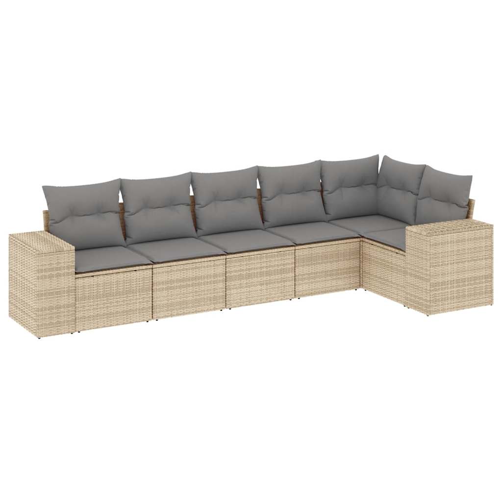 Soffgrupp För Trädgården Med Dynor 6 Delar Beige Konstrotting