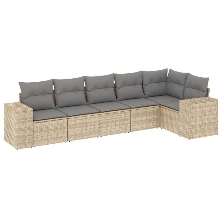 Soffgrupp För Trädgården Med Dynor 6 Delar Beige Konstrotting