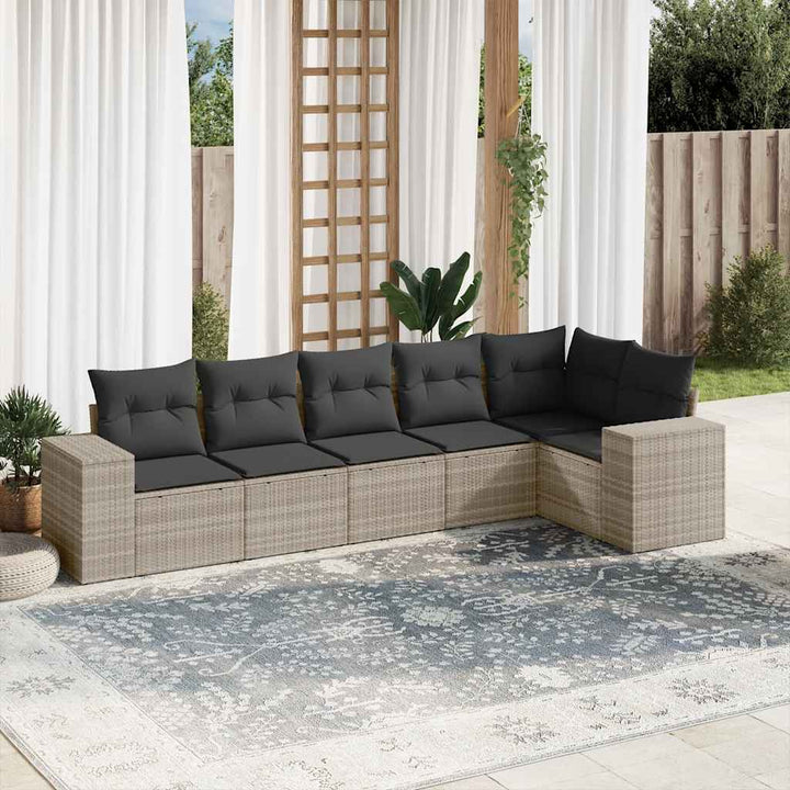 Soffgrupp För Trädgården Med Dynor 6 Delar Beige Konstrotting