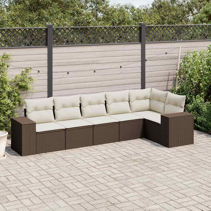 Soffgrupp För Trädgården Med Dynor 6 Delar Beige Konstrotting