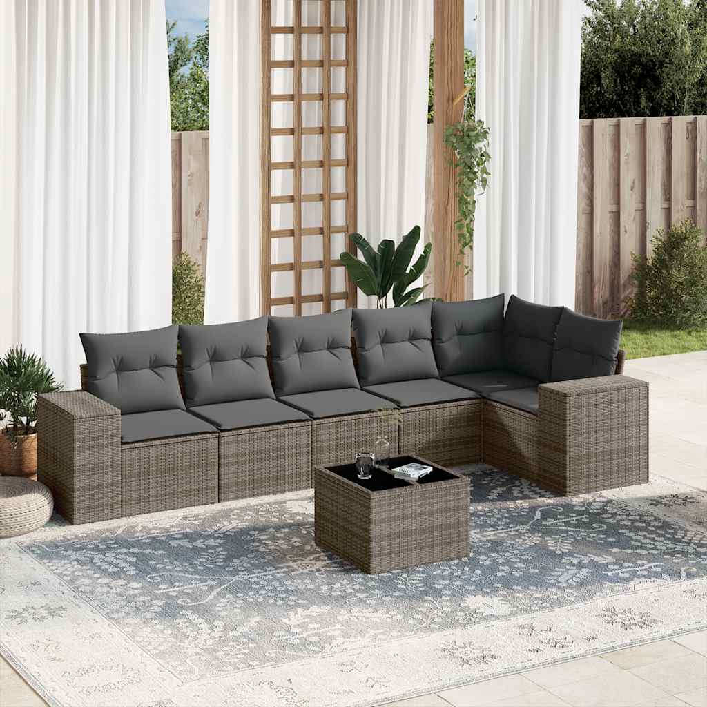Soffgrupp För Trädgården Med Dynor 6 Delar Beige Konstrotting