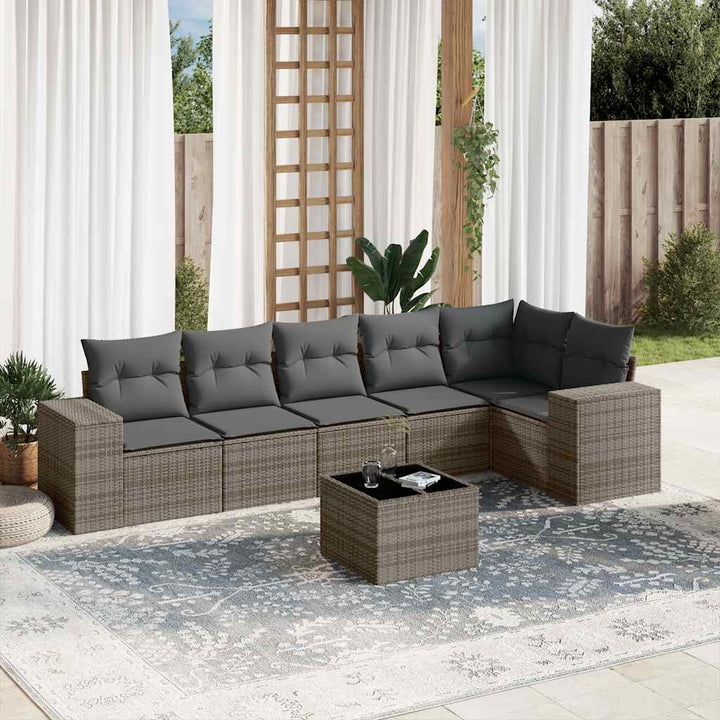 Soffgrupp För Trädgården Med Dynor 6 Delar Beige Konstrotting
