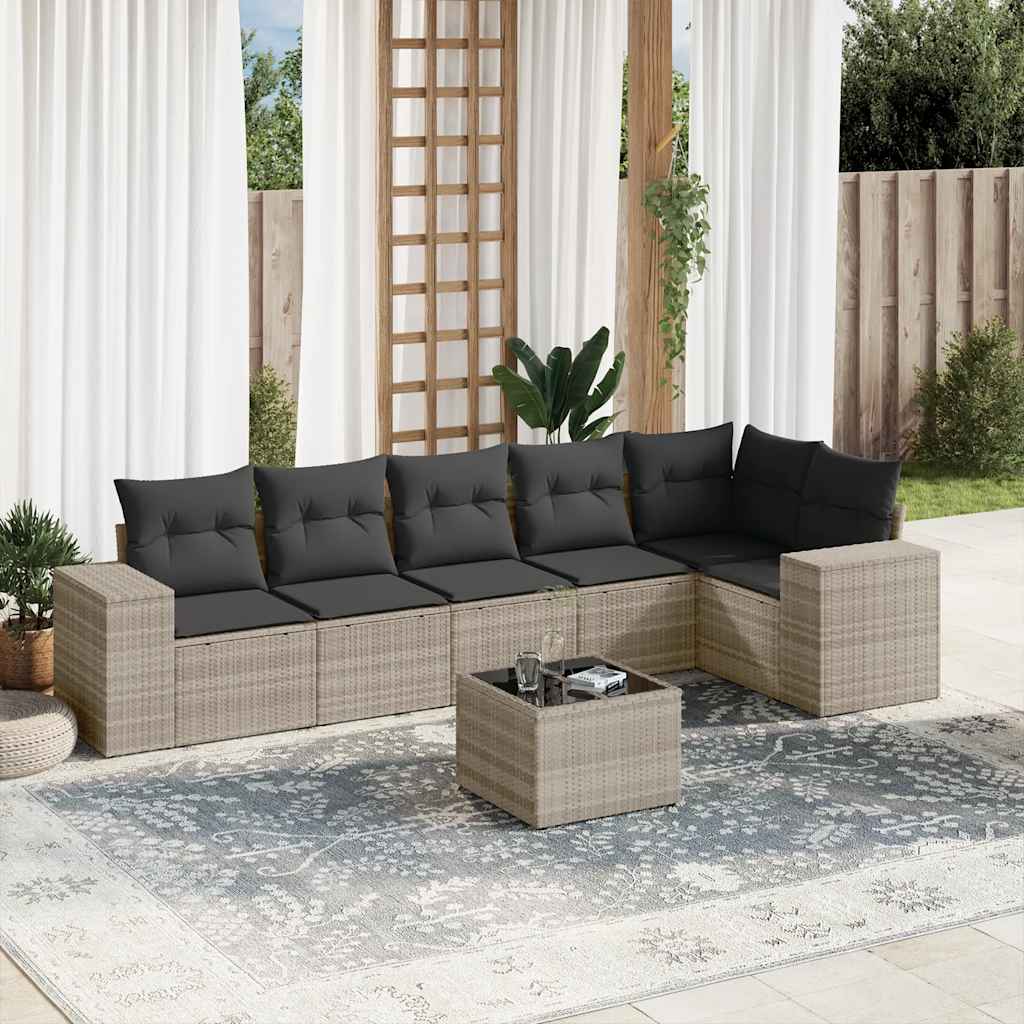 Soffgrupp För Trädgården Med Dynor 6 Delar Beige Konstrotting