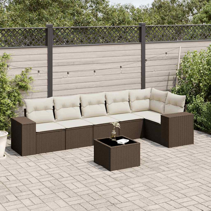 Soffgrupp För Trädgården Med Dynor 6 Delar Beige Konstrotting