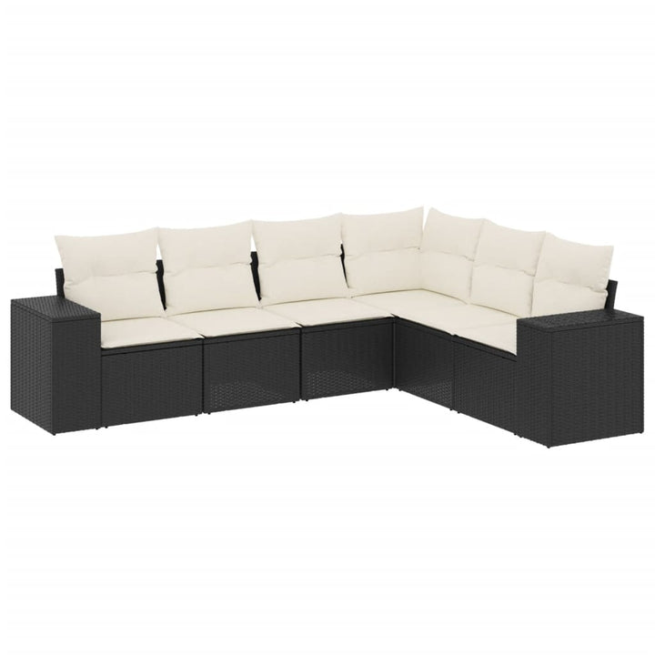 Loungegrupp Med Dynor 6 Delar Svart Konstrotting