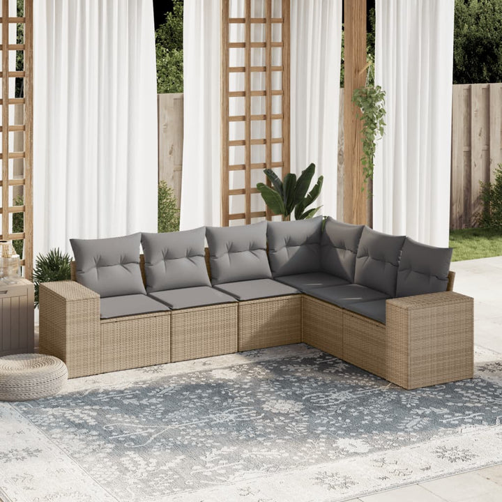 Loungegrupp Med Dynor 6 Delar Svart Konstrotting