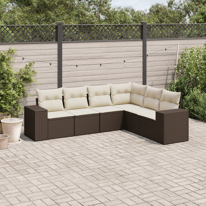 Loungegrupp Med Dynor 6 Delar Svart Konstrotting