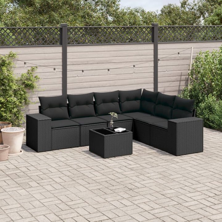 Loungegrupp Med Dynor 6 Delar Svart Konstrotting