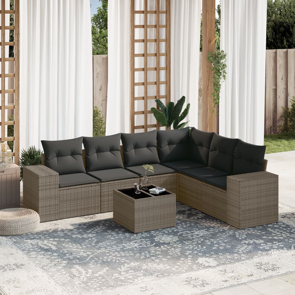 Loungegrupp Med Dynor 6 Delar Svart Konstrotting