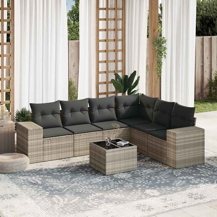 Loungegrupp Med Dynor 6 Delar Svart Konstrotting