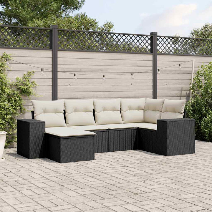 Soffgrupp För Trädgården Med Dynor 6 Delar Beige Konstrotting