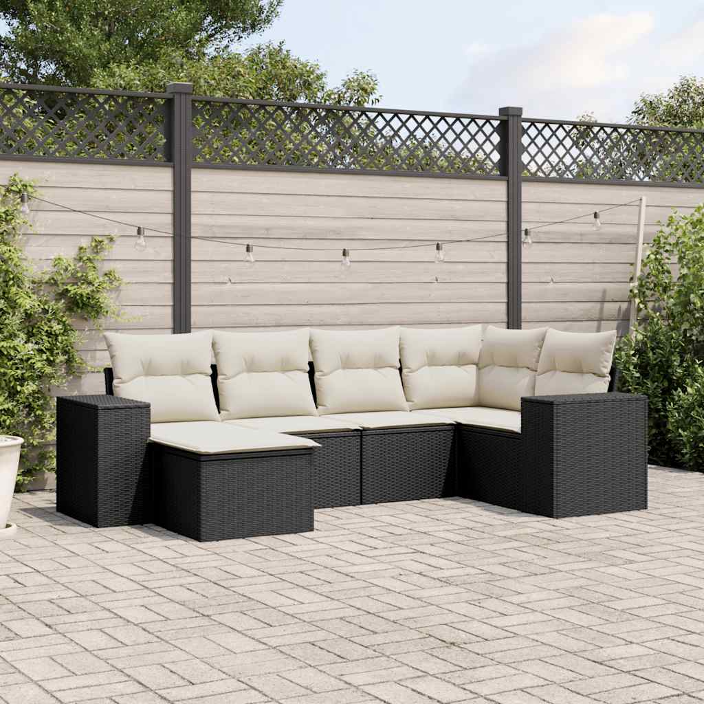 Soffgrupp För Trädgården Med Dynor 6 Delar Beige Konstrotting