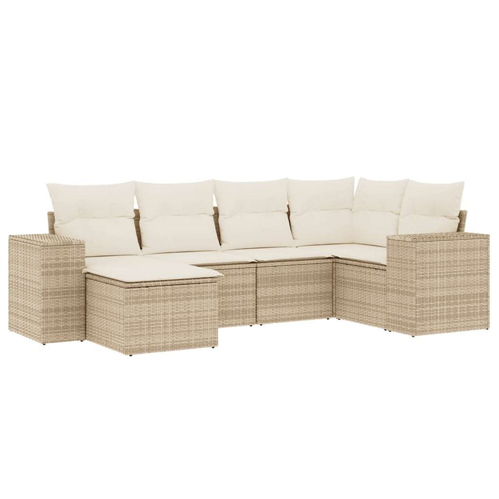 Soffgrupp För Trädgården Med Dynor 6 Delar Beige Konstrotting