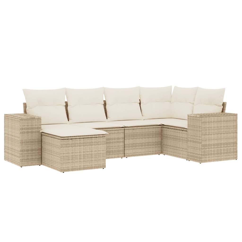Soffgrupp För Trädgården Med Dynor 6 Delar Beige Konstrotting