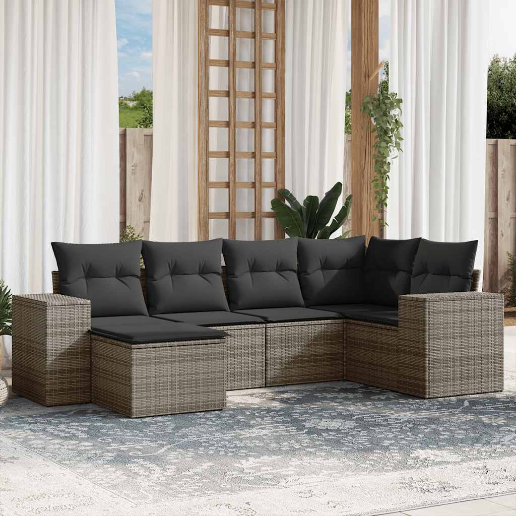 Soffgrupp För Trädgården Med Dynor 6 Delar Beige Konstrotting