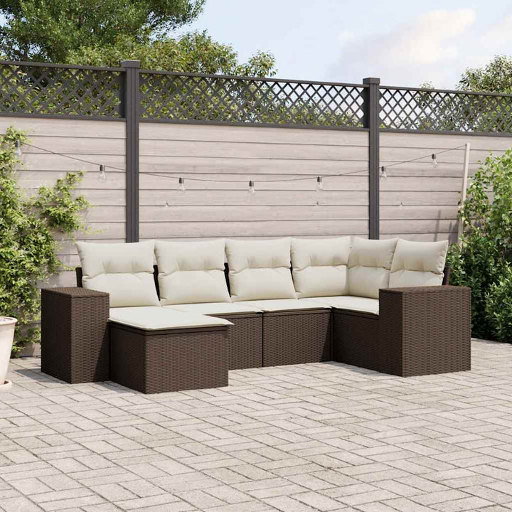 Soffgrupp För Trädgården Med Dynor 6 Delar Beige Konstrotting
