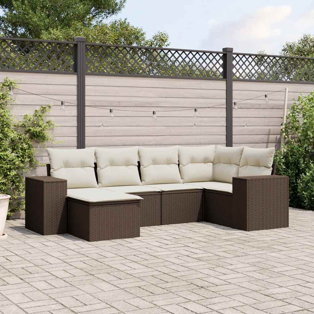 Soffgrupp För Trädgården Med Dynor 6 Delar Beige Konstrotting