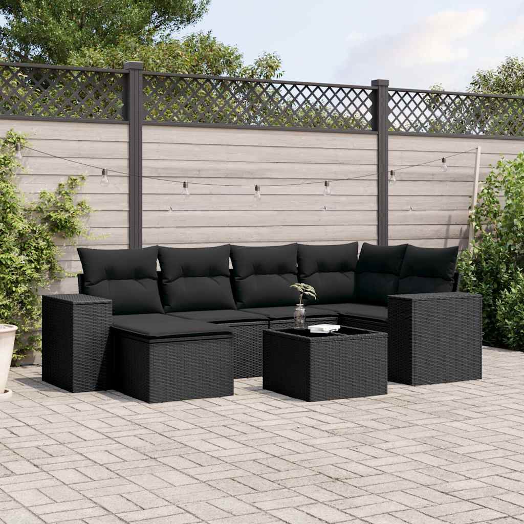 Soffgrupp För Trädgården Med Dynor 6 Delar Beige Konstrotting