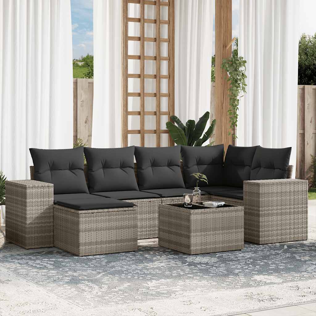 Soffgrupp För Trädgården Med Dynor 6 Delar Beige Konstrotting