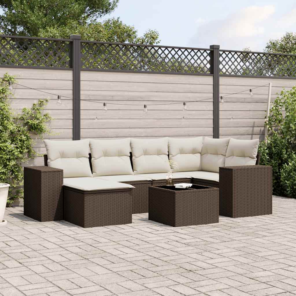Soffgrupp För Trädgården Med Dynor 6 Delar Beige Konstrotting