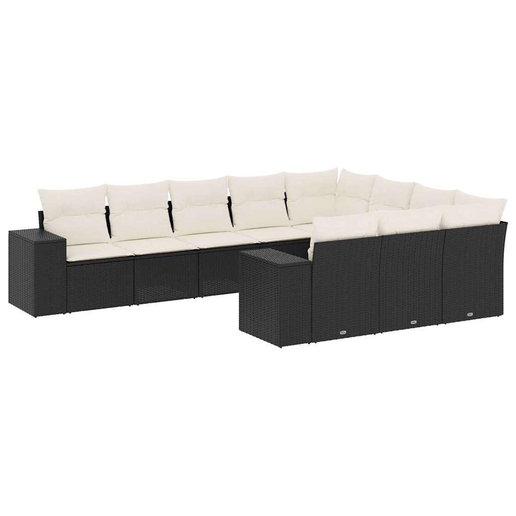 Loungegrupp 10 Delar Med Svarta Dynor Konstrotting