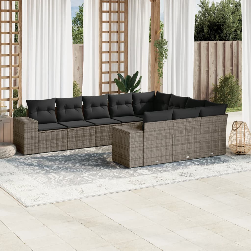 Loungegrupp 10 Delar Med Svarta Dynor Konstrotting