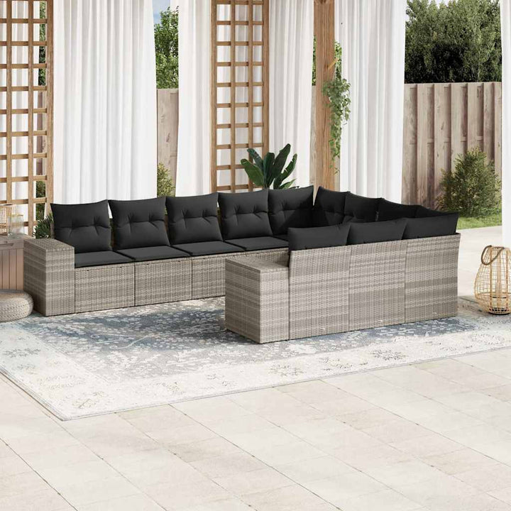 Loungegrupp 10 Delar Med Svarta Dynor Konstrotting