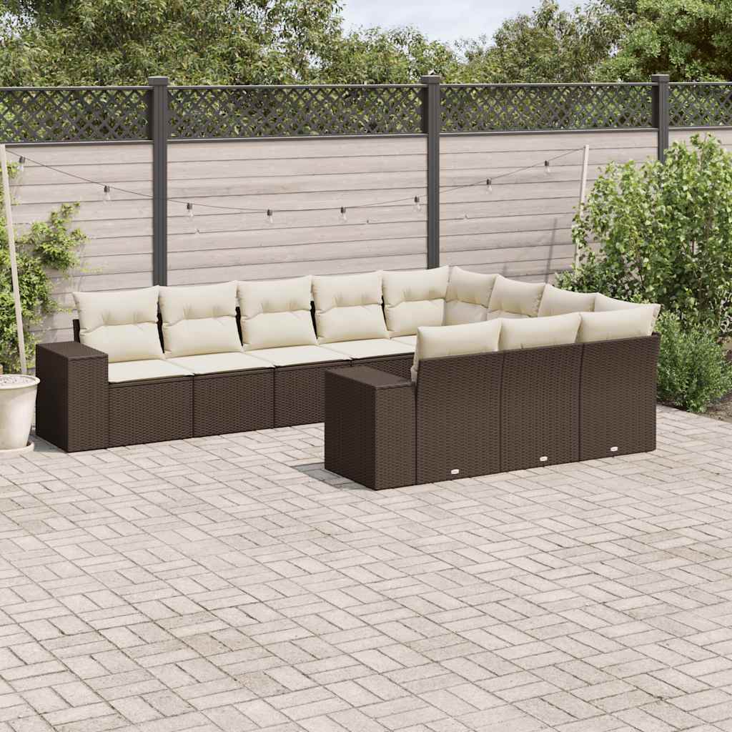 Loungegrupp 10 Delar Med Svarta Dynor Konstrotting