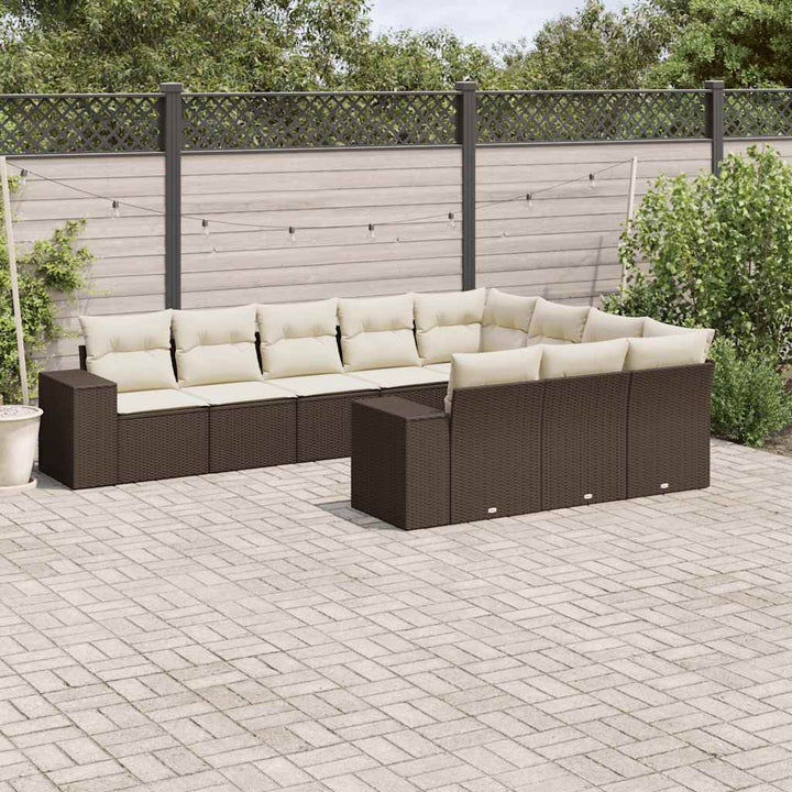 Loungegrupp 10 Delar Med Svarta Dynor Konstrotting