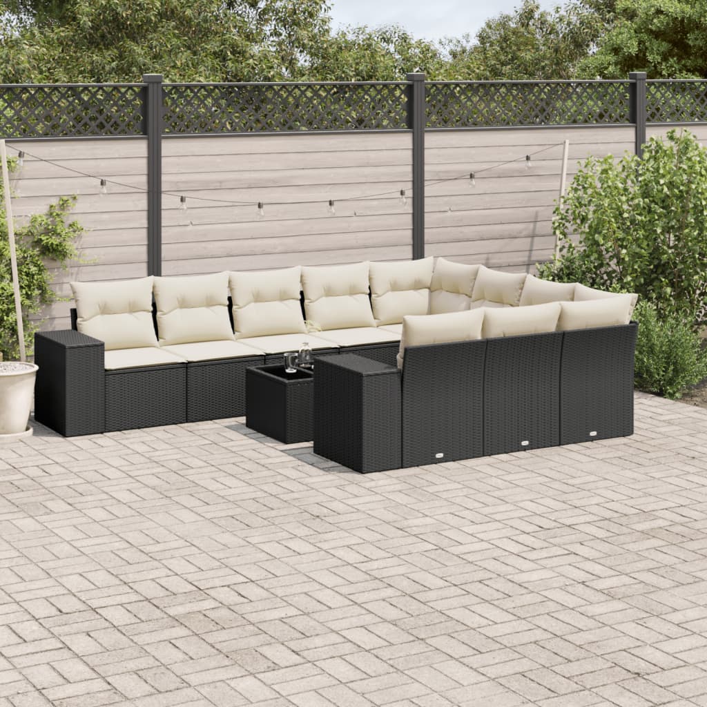 Loungegrupp 10 Delar Med Svarta Dynor Konstrotting